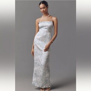 NWT Reformation Frankie 100% Silk Blue Floral Dress